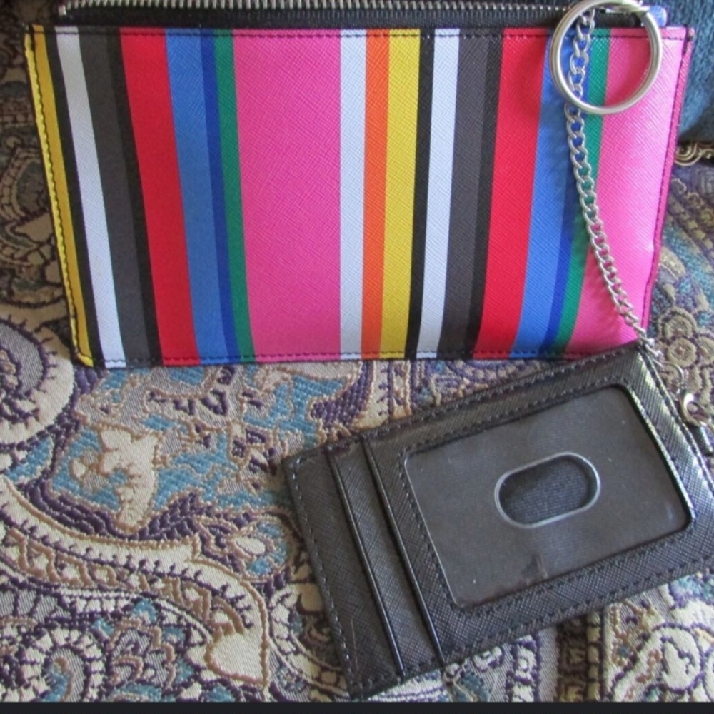 NORDSTROM MULTICOLORED Zip ORGANIZER WALLET POUCH-nwot